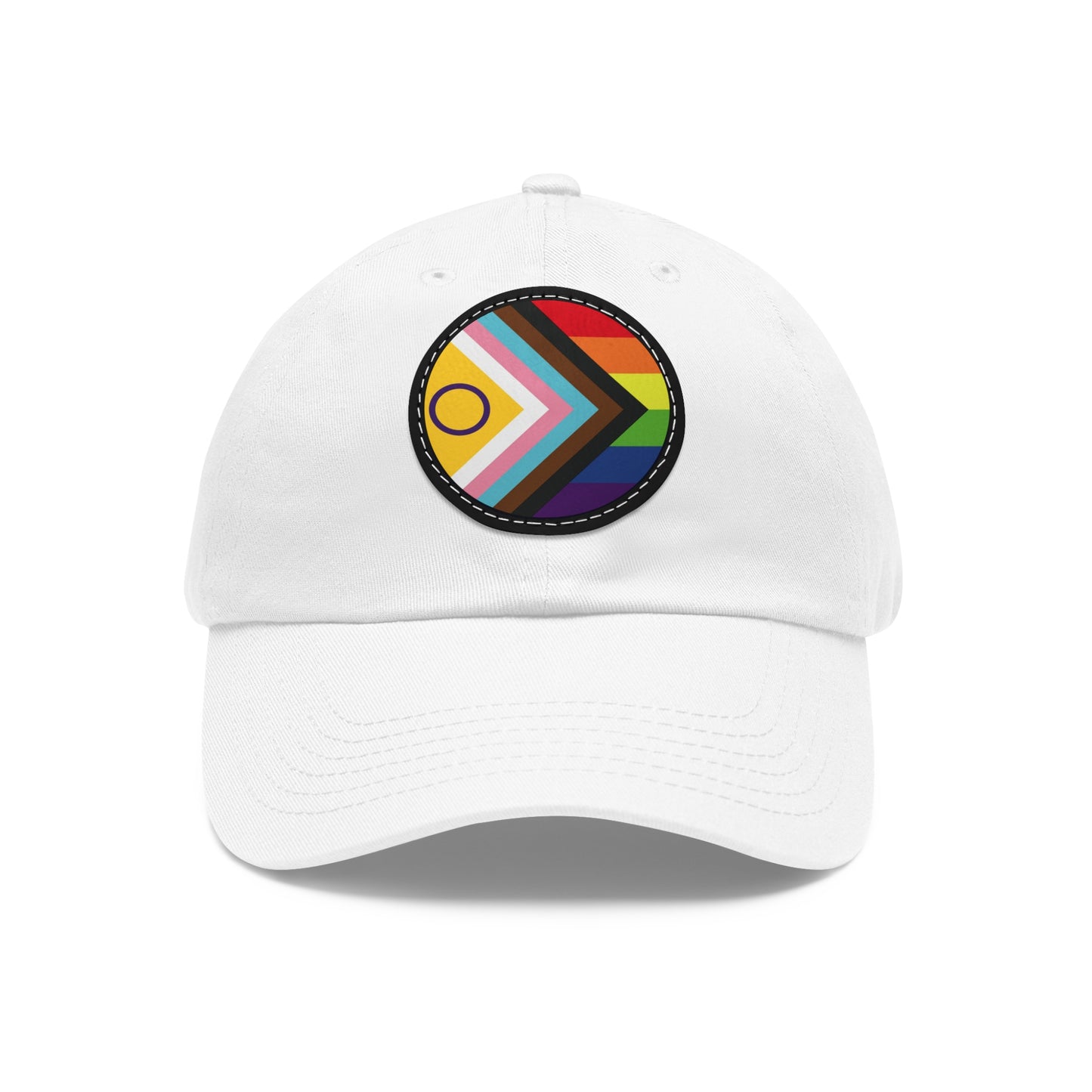 LGBTQ Intersex Progress Pride Hat with Round Patch White Black patch One size Pride 7753027634682986343_2048