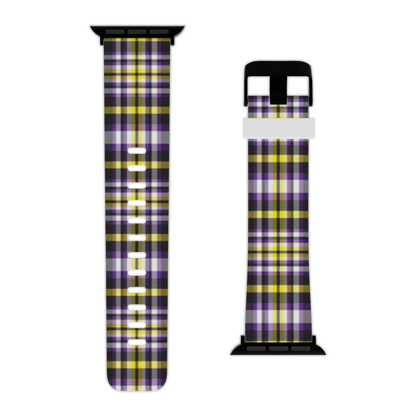 Nonbinary Enby Pride Watch Band for Apple Watch in Plaid 8'' × 0.75'' 42 - 44 mm Black Nonbinary 8057515920635412069_2048