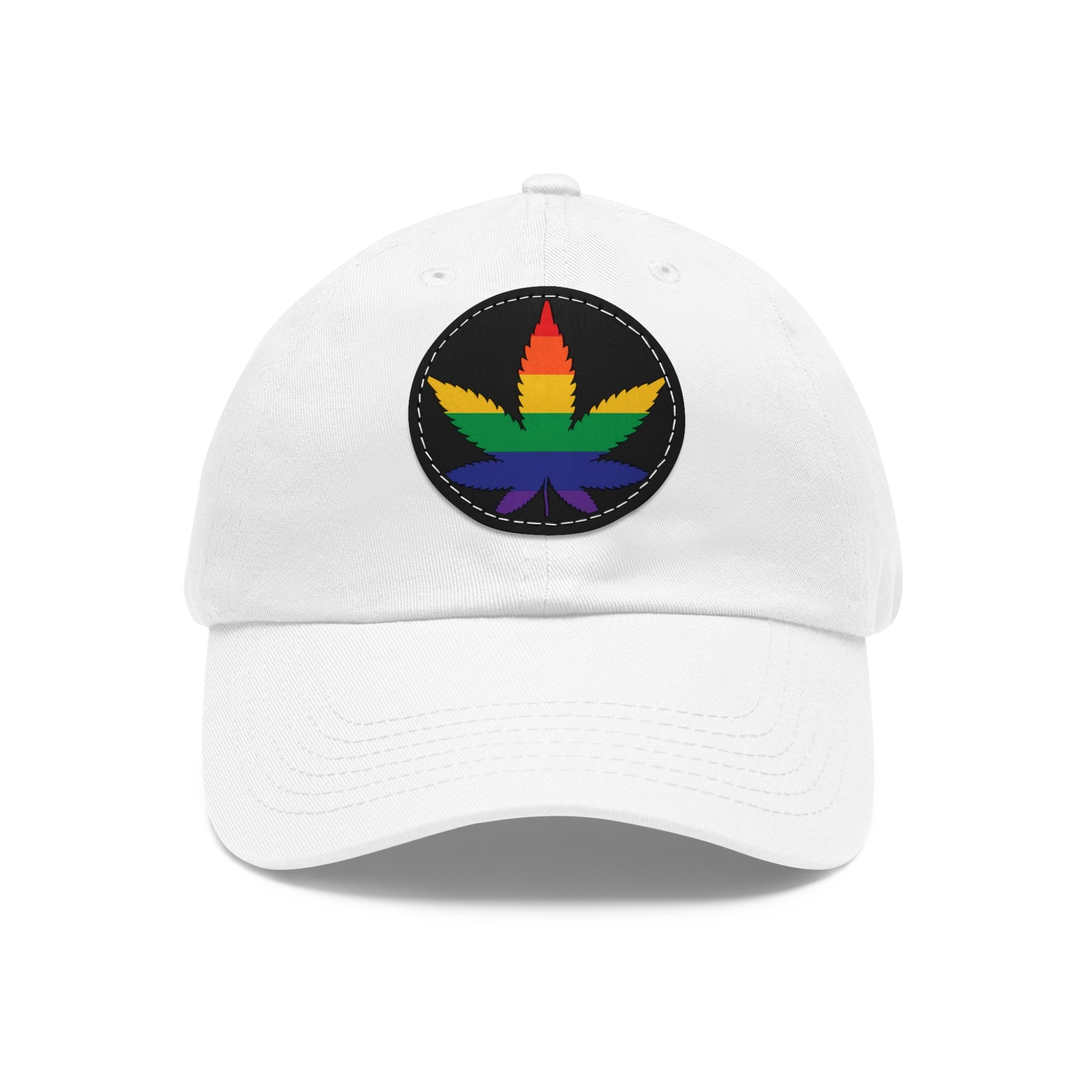 LGBTQ Pride Weed Hat with Round Patch White Black patch One size Pride 8798319897236514191_2048