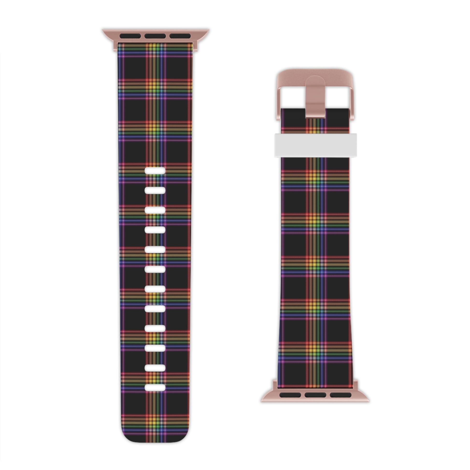 LGBTQ Pride Watch Band for Apple Watch - Plaid 8'' × 0.75'' 42 - 44 mm Rose Gold Pride 9651489314233178529_2048