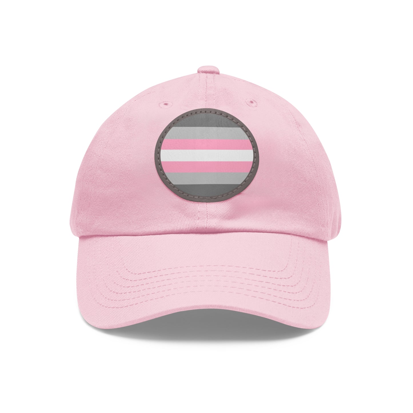 Demigirl Pride Hat with Round Patch Light Pink Grey patch One size Demigirl 9824436377450967315_2048