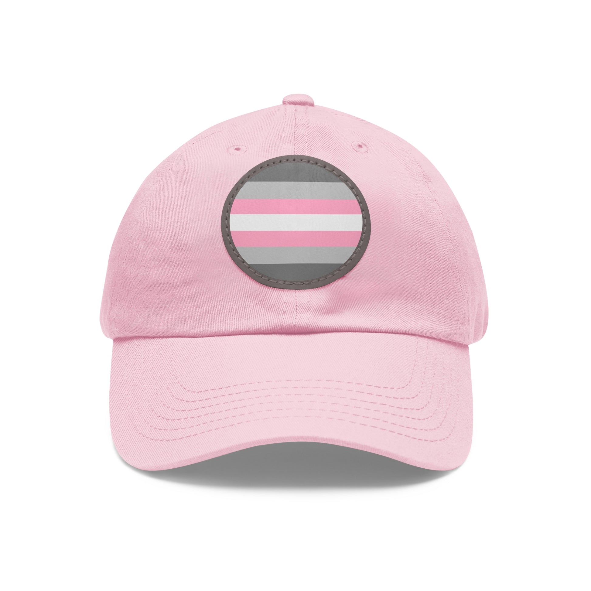 Demigirl Pride Hat with Round Patch Light Pink Grey patch One size Demigirl 9824436377450967315_2048