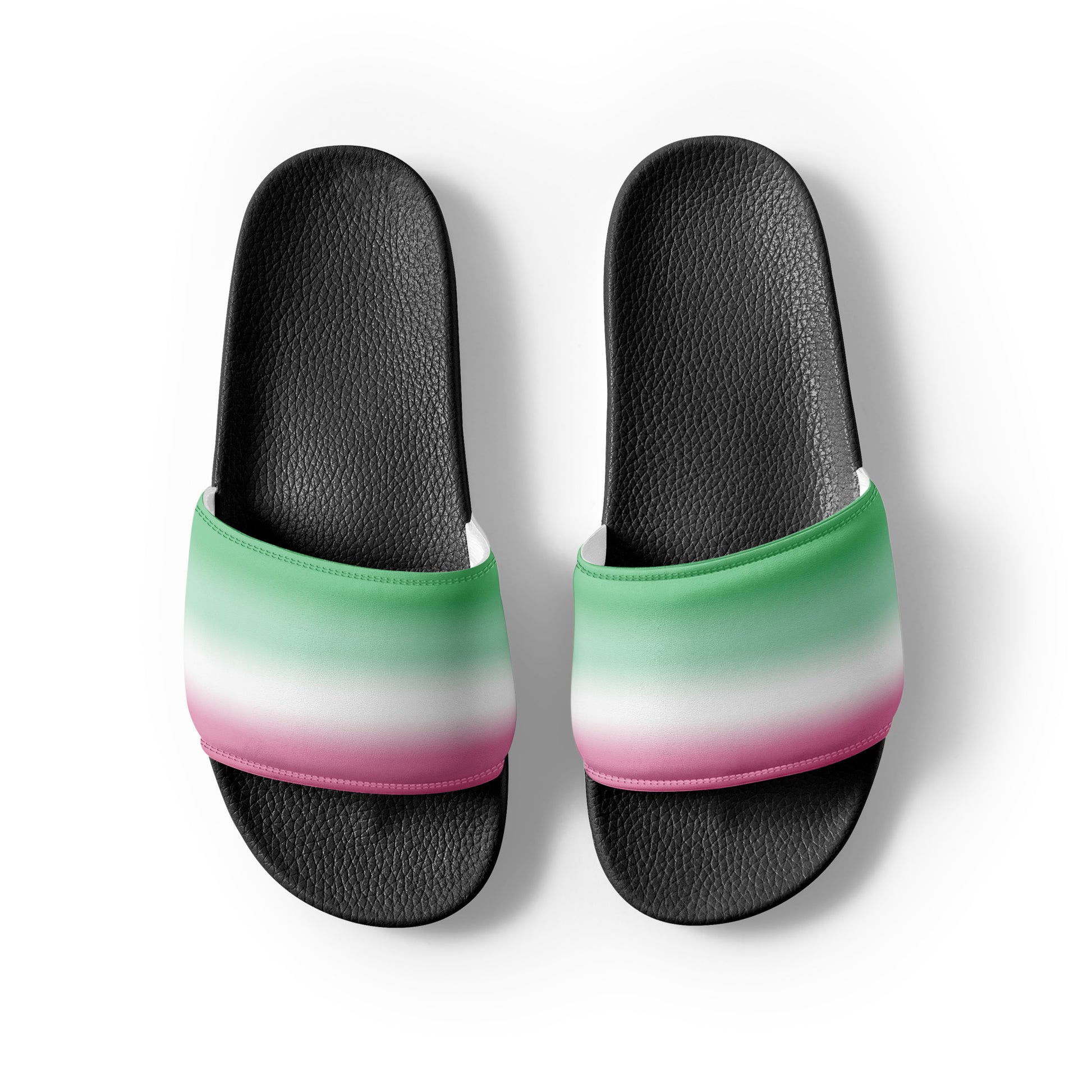 Abrosexual Pride Men’s Slides Sandals in Ombre Abrosexual-Pride-Men_s-Slides-Sandals-in-Ombre-black-front