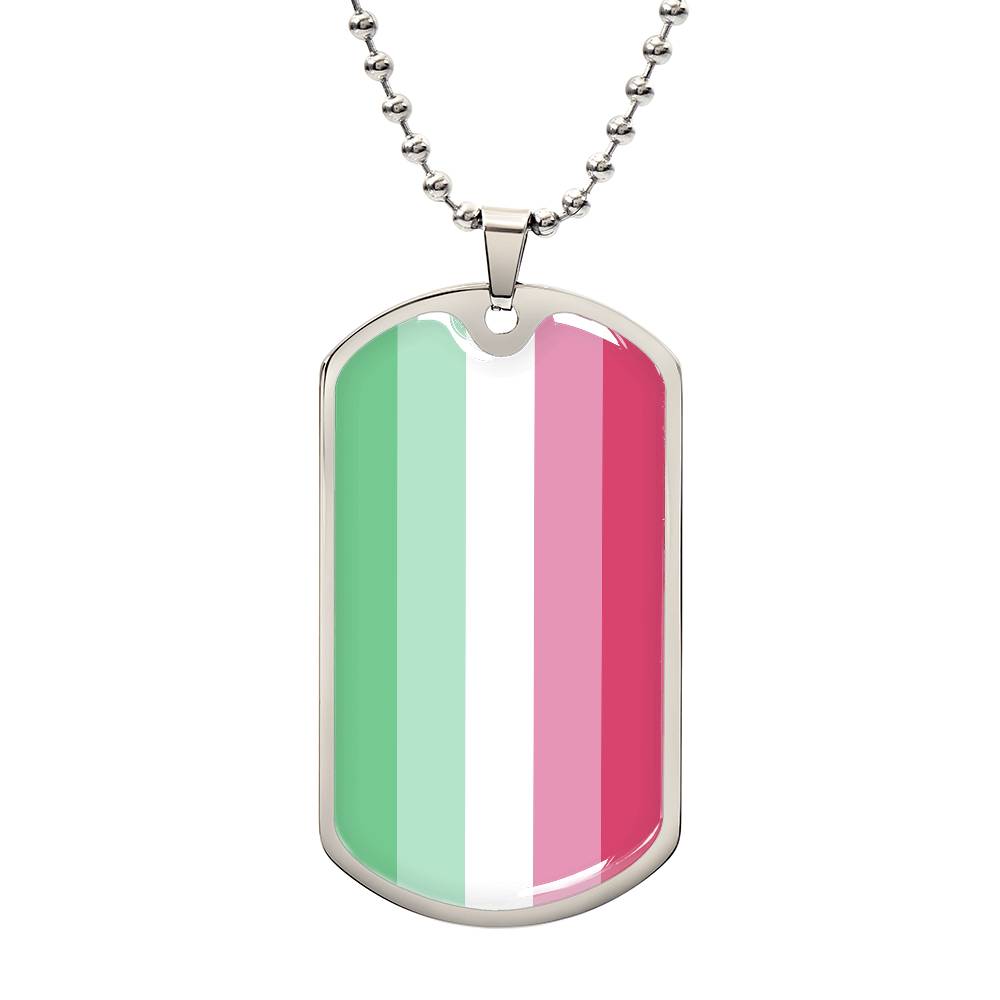 Abrosexual Pride Military Dog Tag Necklace Silver Abrosexual Abrosexual-Pride-Military-Dog-Tag-Necklace-silver