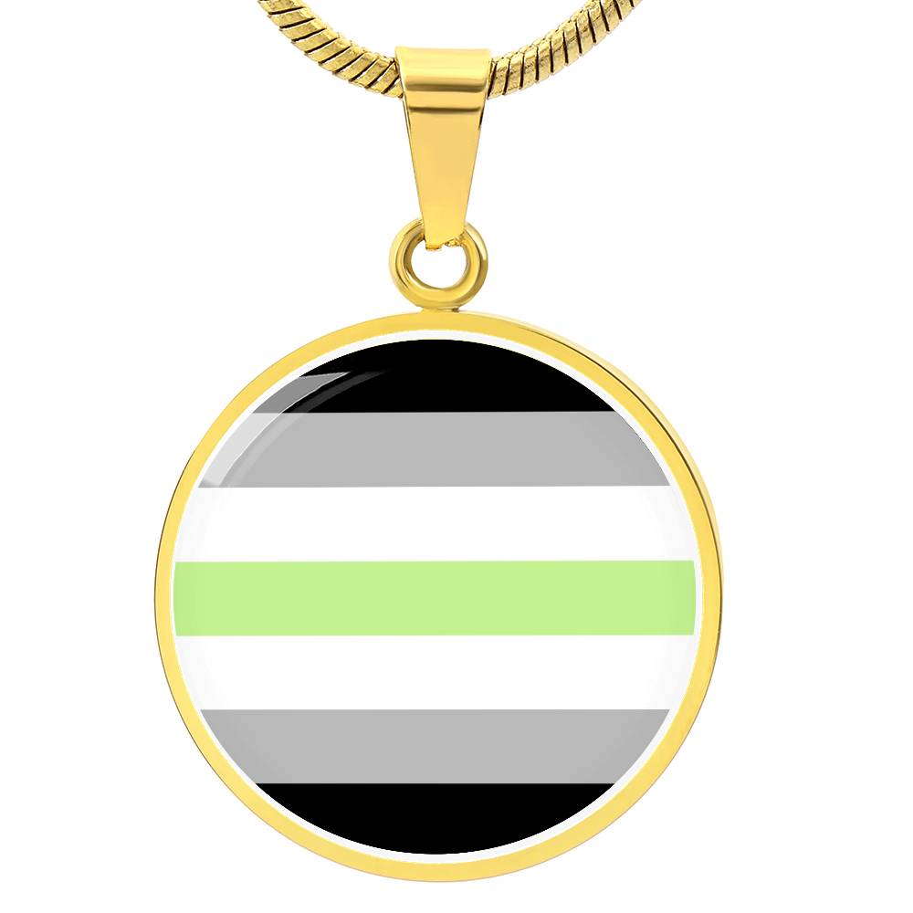 Agender Pride Circle Pendant Necklace Gold Agender Agender-Pride-Circle-Pendant-Necklace-gold-front