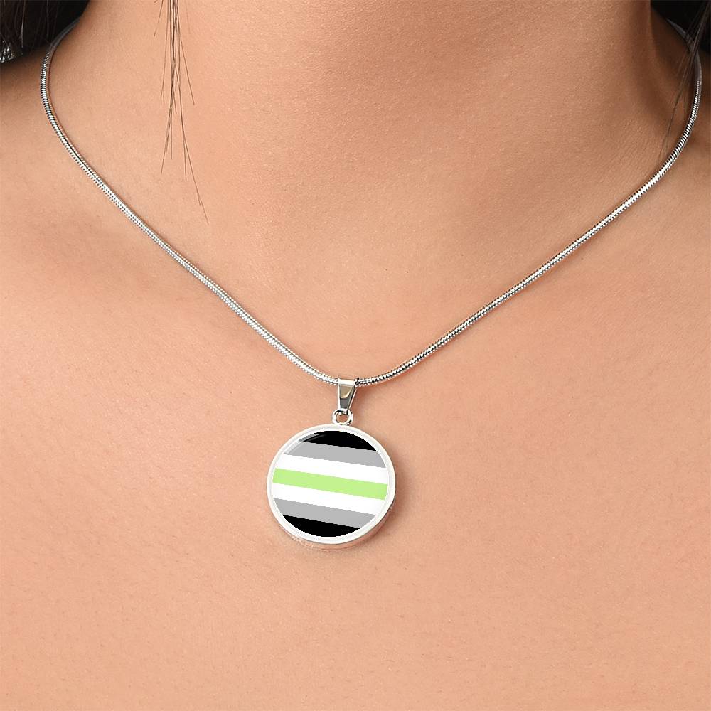 Agender Pride Circle Pendant Necklace Agender-Pride-Circle-Pendant-Necklace-model