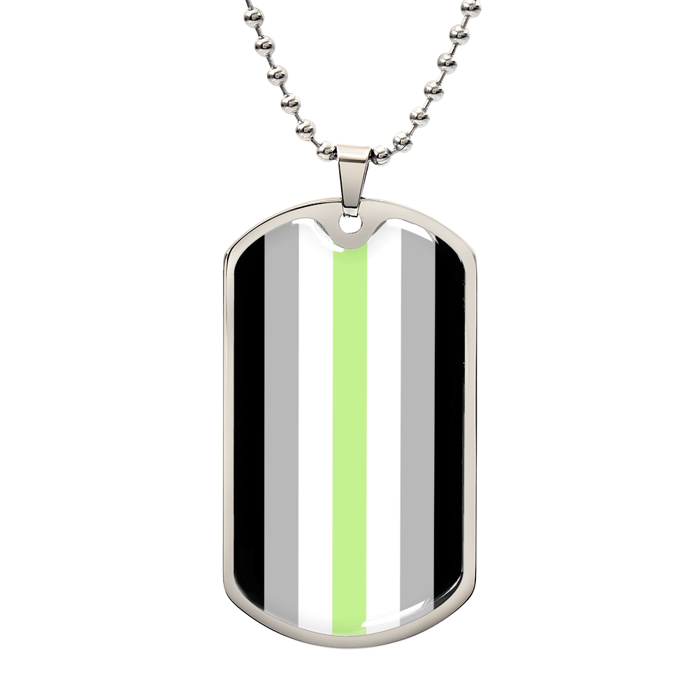 Agender Pride Military Dog Tag Necklace Silver Agender Agender-Pride-Military-Dog-Tag-Necklace-silver