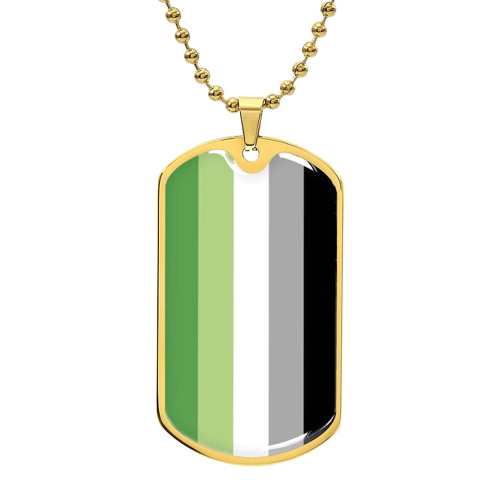 Aromantic Pride Military Dog Tag Necklace Gold Aromantic Aromantic-Pride-Military-Dog-Tag-Necklace-gold