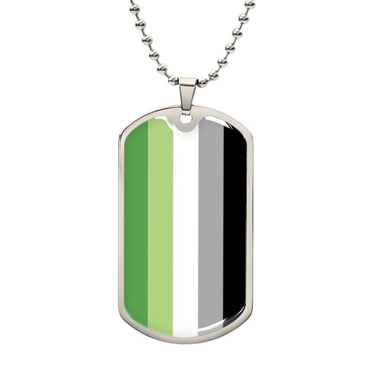 Aromantic Pride Military Dog Tag Necklace Silver Aromantic Aromantic-Pride-Military-Dog-Tag-Necklace-silver