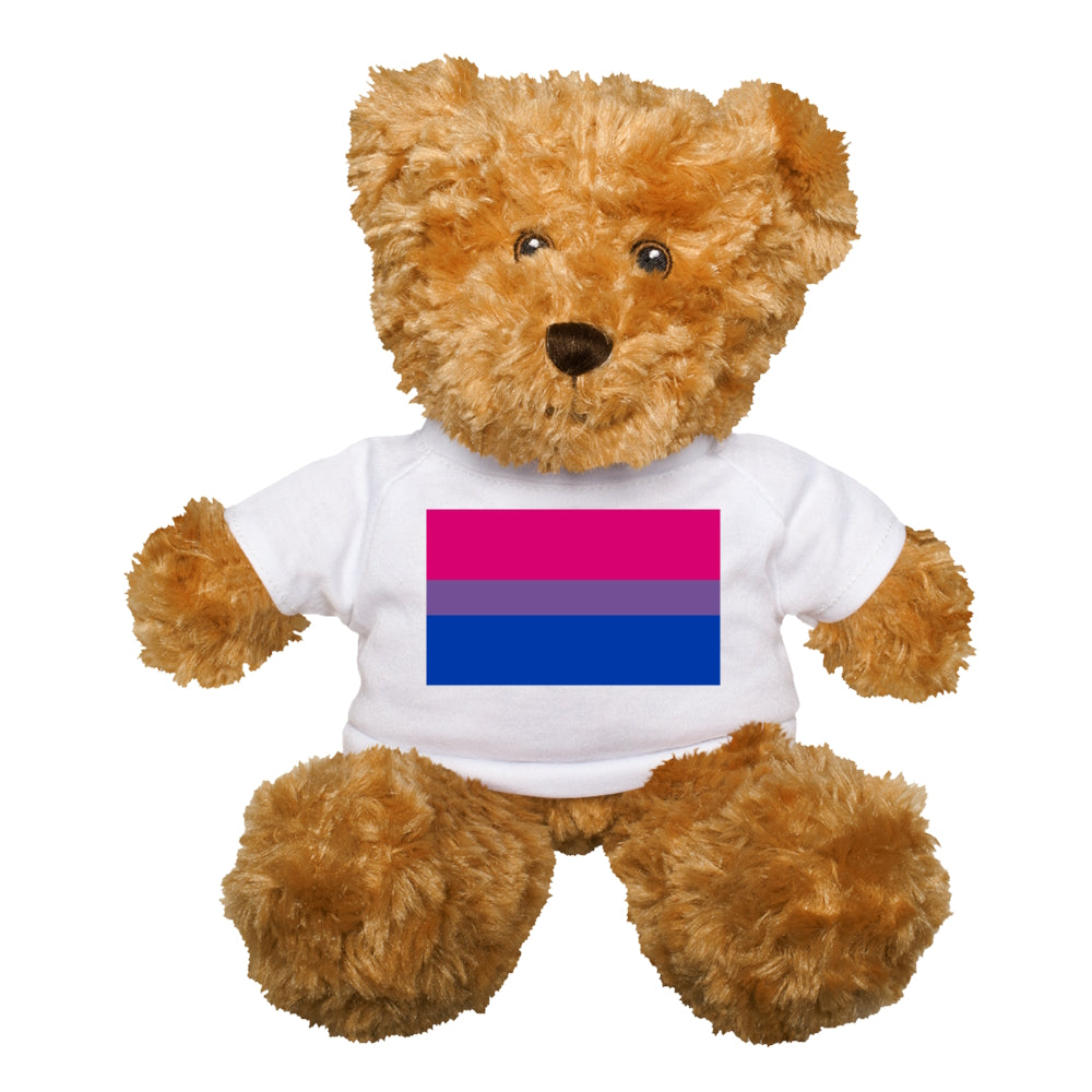 Bisexual Bi Pride Flag Plush Teddy Bear Stuffed Animal White Bisexual BiBear