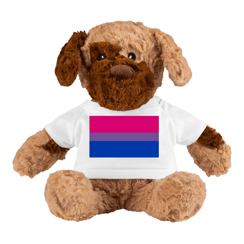 Bisexual Bi Pride Flag Plush Dog Stuffed Animal White Bisexual BiDog