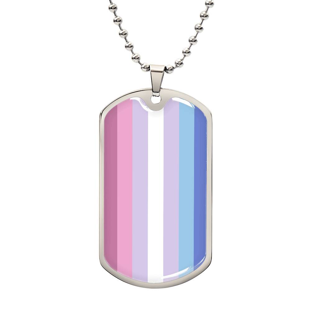 Bigender Pride Military Dog Tag Necklace Silver Bigender Bigender-Pride-Military-Dog-Tag-Necklace-silver