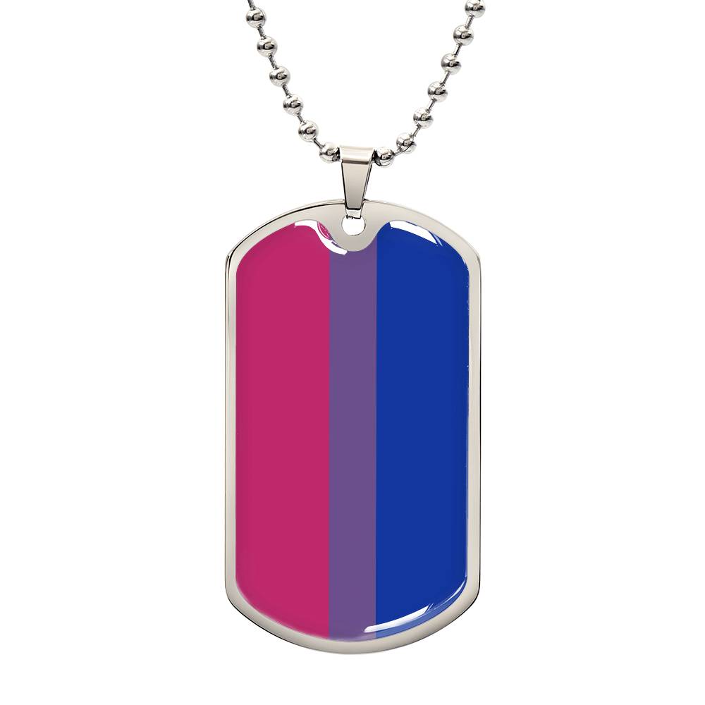 Bisexual Bi Pride Military Dog Tag Necklace Silver Bisexual Bisexual-Bi-Pride-Military-Dog-Tag-Necklace-silver