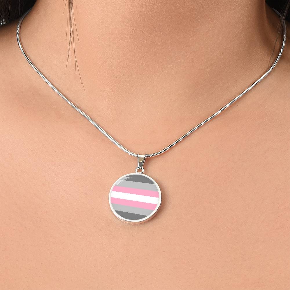 Demigirl Pride Circle Pendant Necklace Demigirl-Pride-Circle-Pendant-Necklace-silver-model