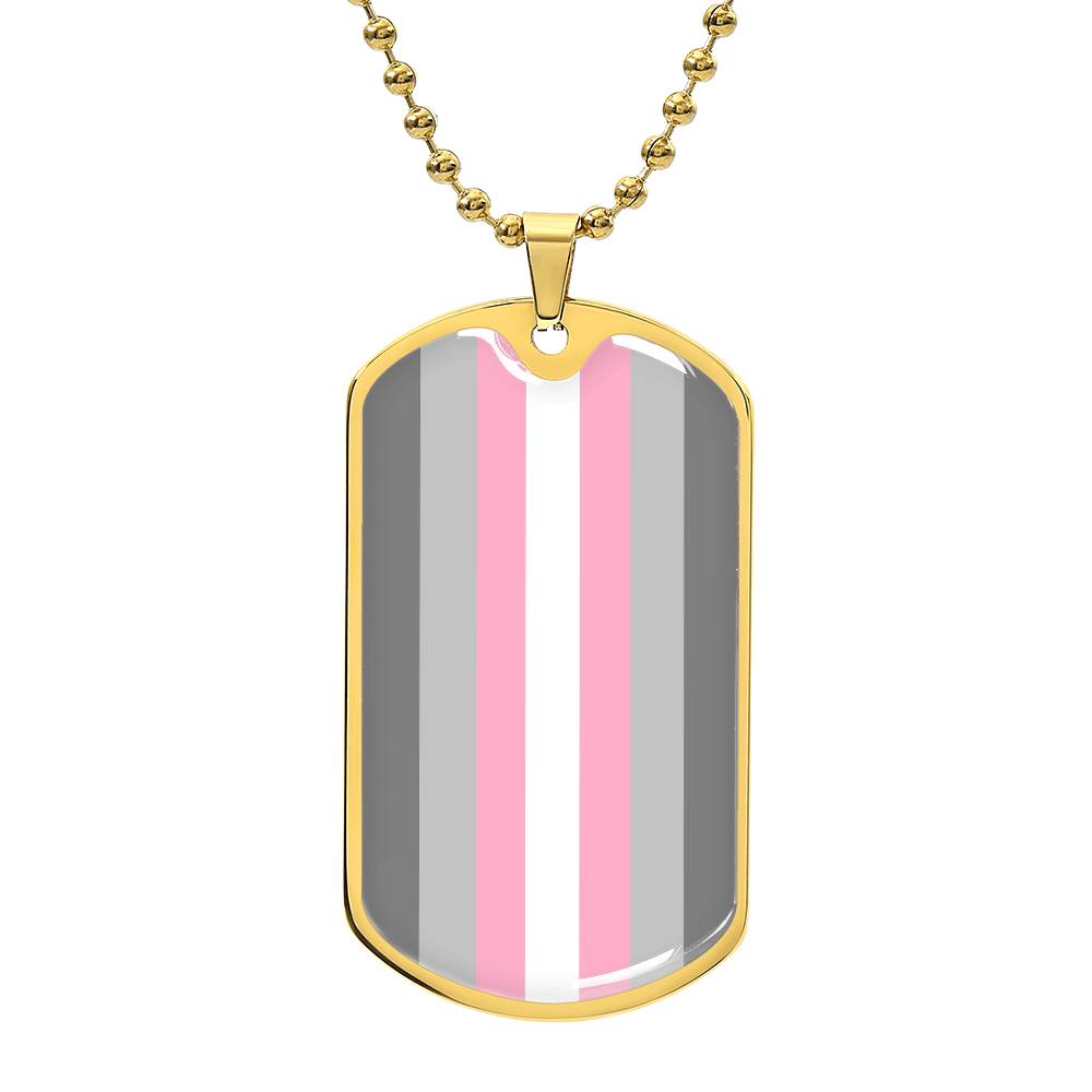 Demigirl Pride Military Dog Tag Necklace Gold Demigirl Demigirl-Pride-Military-Dog-Tag-Necklace-gold