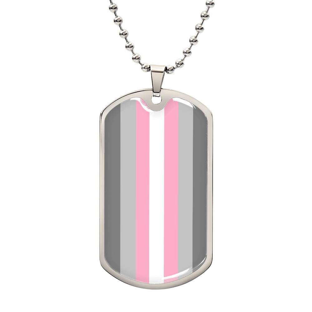 Demigirl Pride Military Dog Tag Necklace Silver Demigirl Demigirl-Pride-Military-Dog-Tag-Necklace-silver