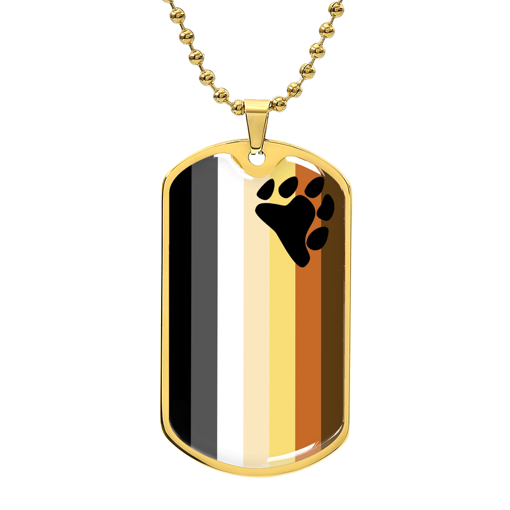 Gay Bear Pride Military Dog Tag Necklace Gold Gay Gay-Bear-Pride-Military-Dog-Tag-Necklace-gold