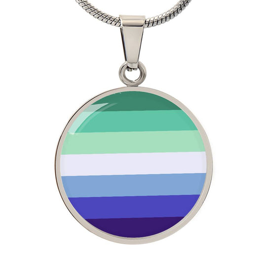 Gay MLM Pride Circle Pendant Necklace Silver Gay Gay-MLM-Pride-Circle-Pendant-Necklace-silver-front