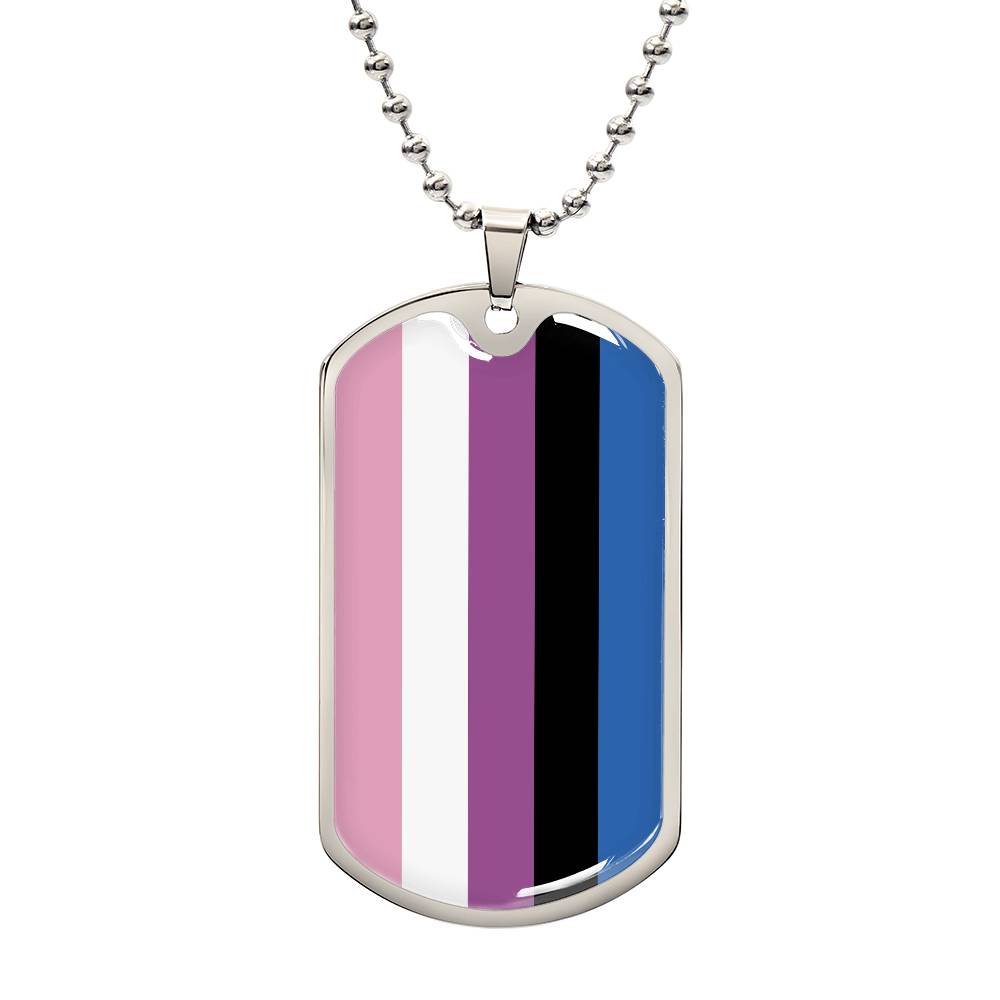 Genderfluid Pride Military Dog Tag Necklace Silver Genderfluid Genderfluid-Pride-Military-Dog-Tag-Necklace-silver