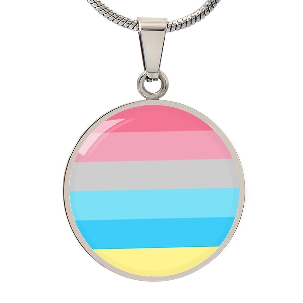 Genderflux Pride Circle Pendant Necklace Silver Genderflux Genderflux-Pride-Circle-Pendant-Necklace-silver-front