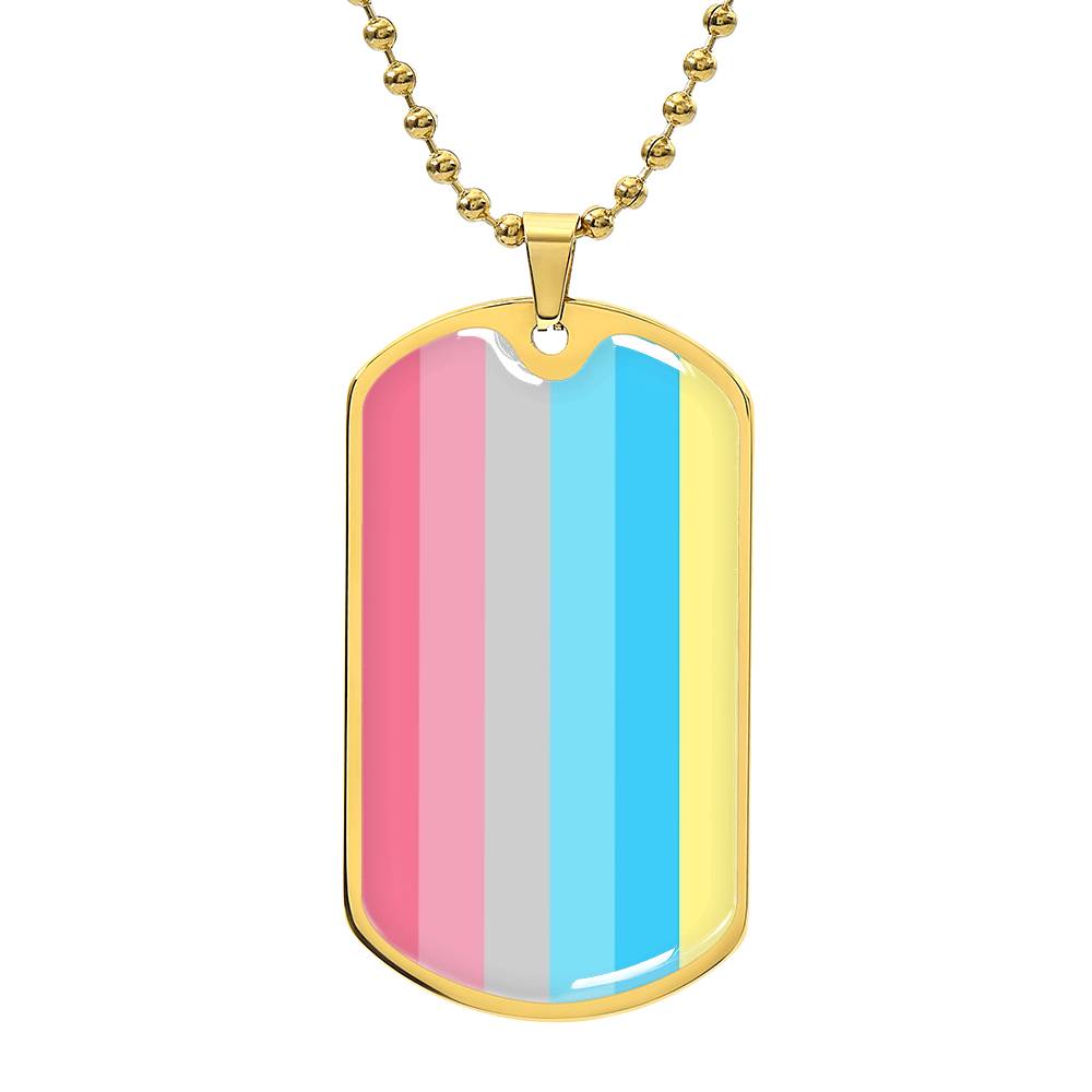 Genderflux Pride Military Dog Tag Necklace Gold Genderflux Genderflux-Pride-Military-Dog-Tag-Necklace-gold