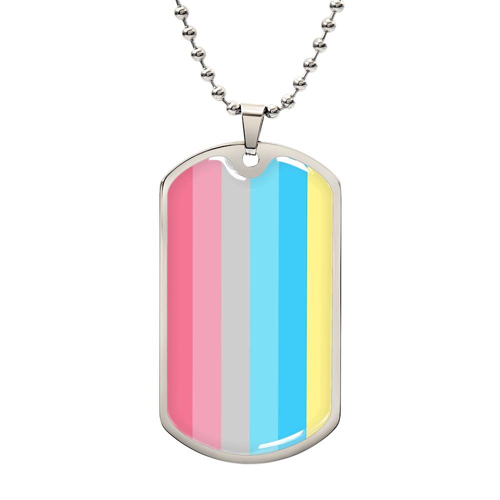 Genderflux Pride Military Dog Tag Necklace Silver Genderflux Genderflux-Pride-Military-Dog-Tag-Necklace-silver