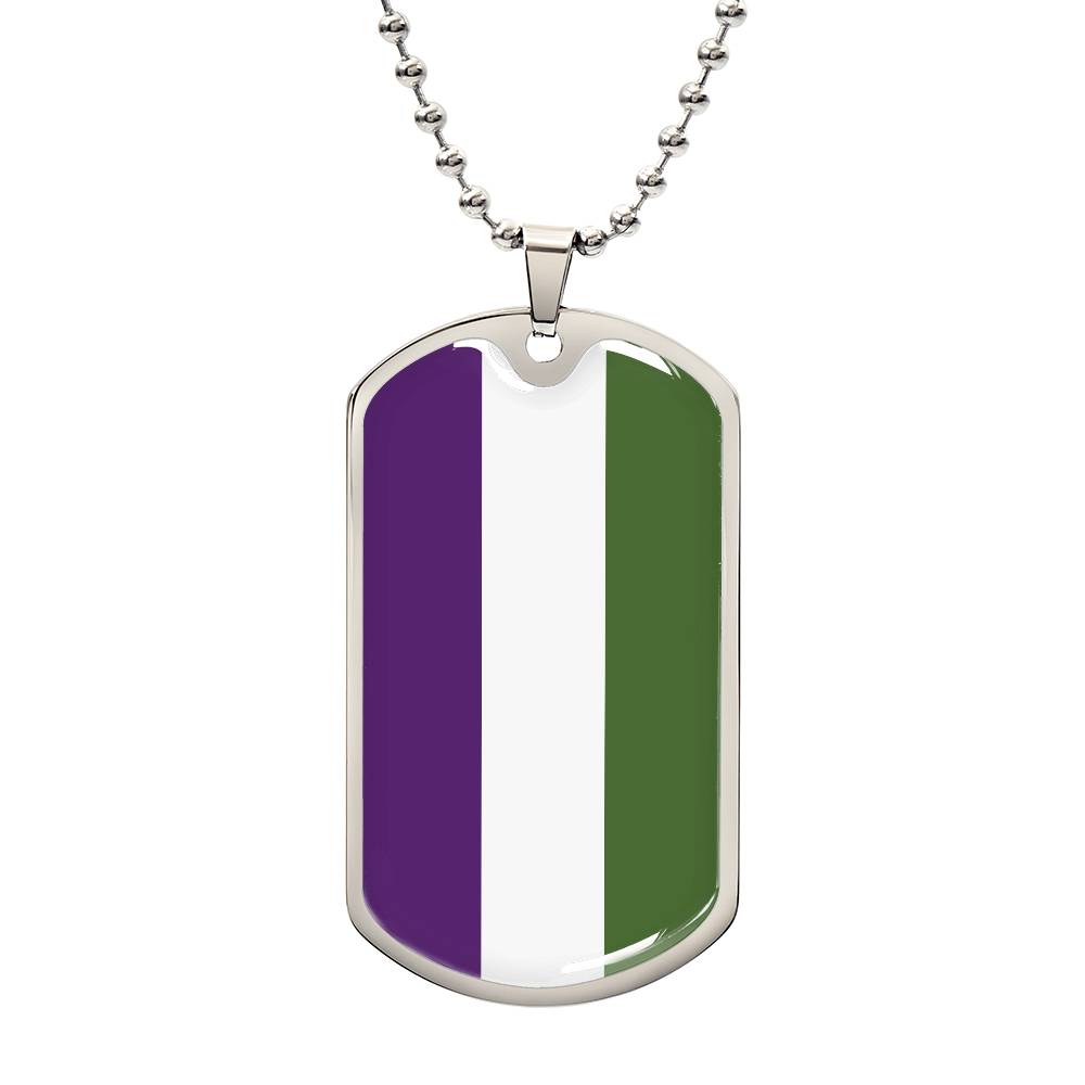 Genderqueer Pride Military Dog Tag Necklace Silver Genderqueer Genderqueer-Pride-Military-Dog-Tag-Necklace-silver