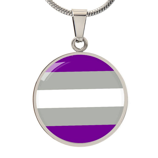 Greysexual Pride Circle Pendant Necklace Silver Greysexual Greysexual-Pride-Circle-Pendant-Necklace-front-silver