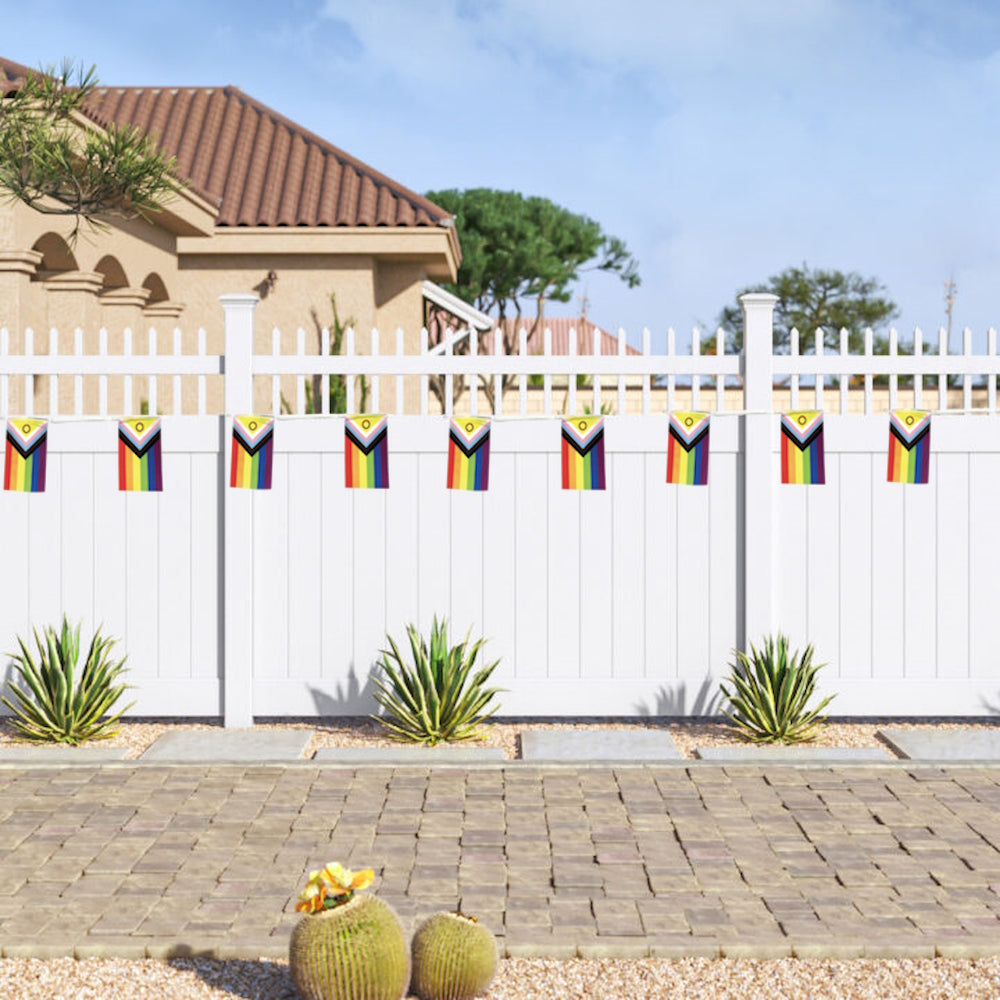 Intersex Progress Pride Flag Bunting Intersex-Progress-Pride-Bunting-on-fence