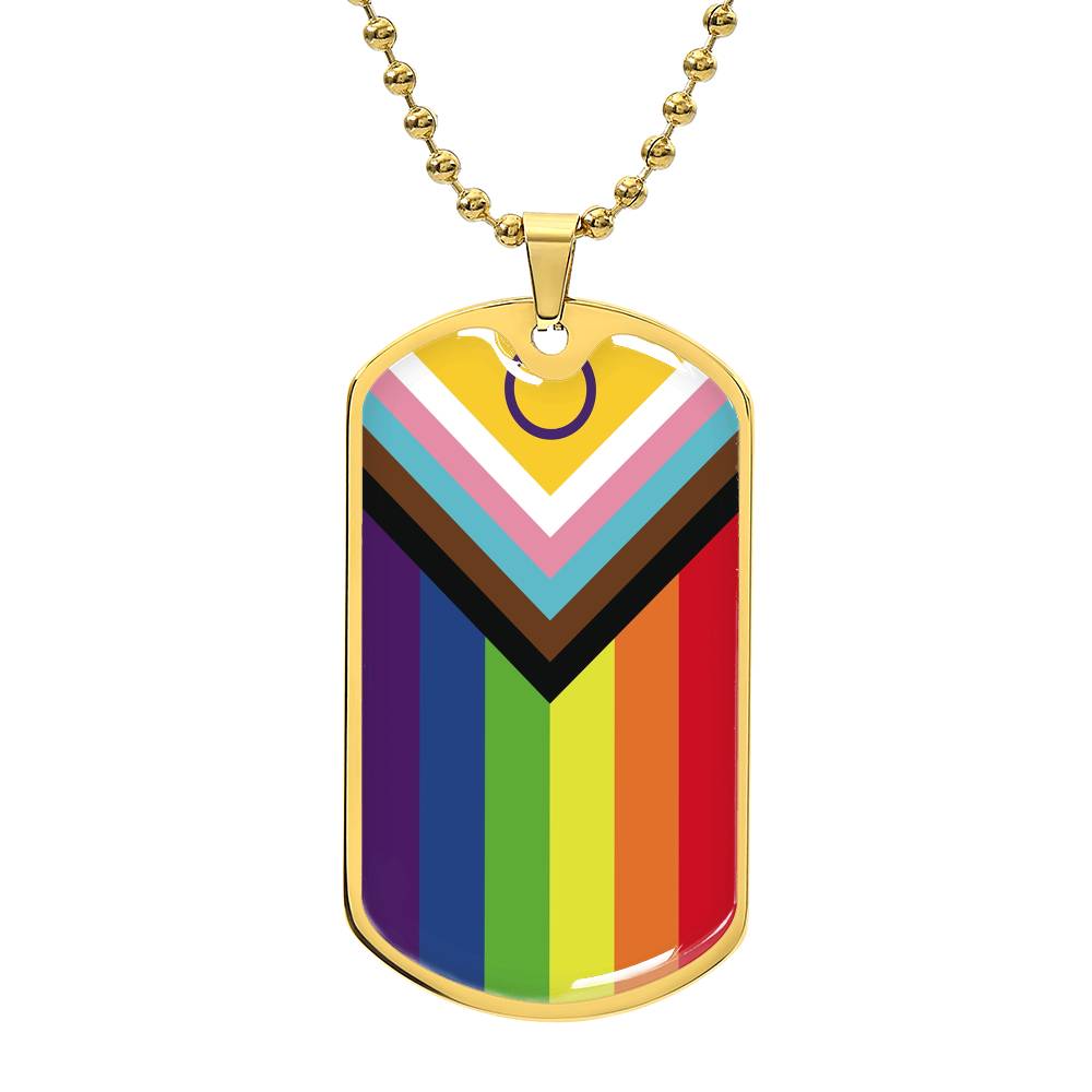 LGBTQ Intersex Inclusive Pride Military Dog Tag Necklace Gold Pride LGBTQ-Intersex-Inclusive-Pride-Military-Dog-Tag-Necklace-gold