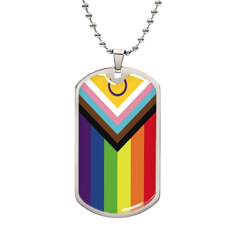 LGBTQ Intersex Inclusive Pride Military Dog Tag Necklace Silver Pride LGBTQ-Intersex-Inclusive-Pride-Military-Dog-Tag-Necklace-silver