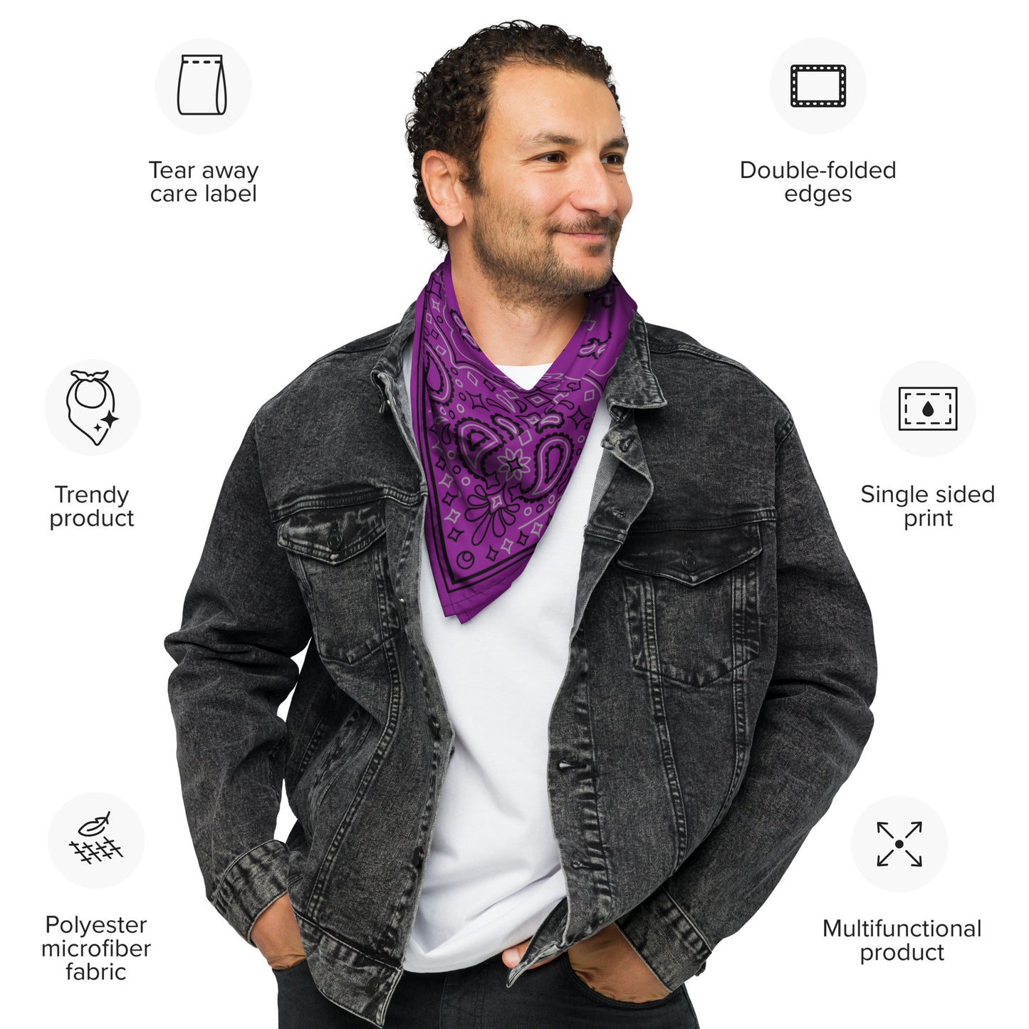 LGBTQ Bandana in Purple LGBTQ-pride-bandana-purple-details