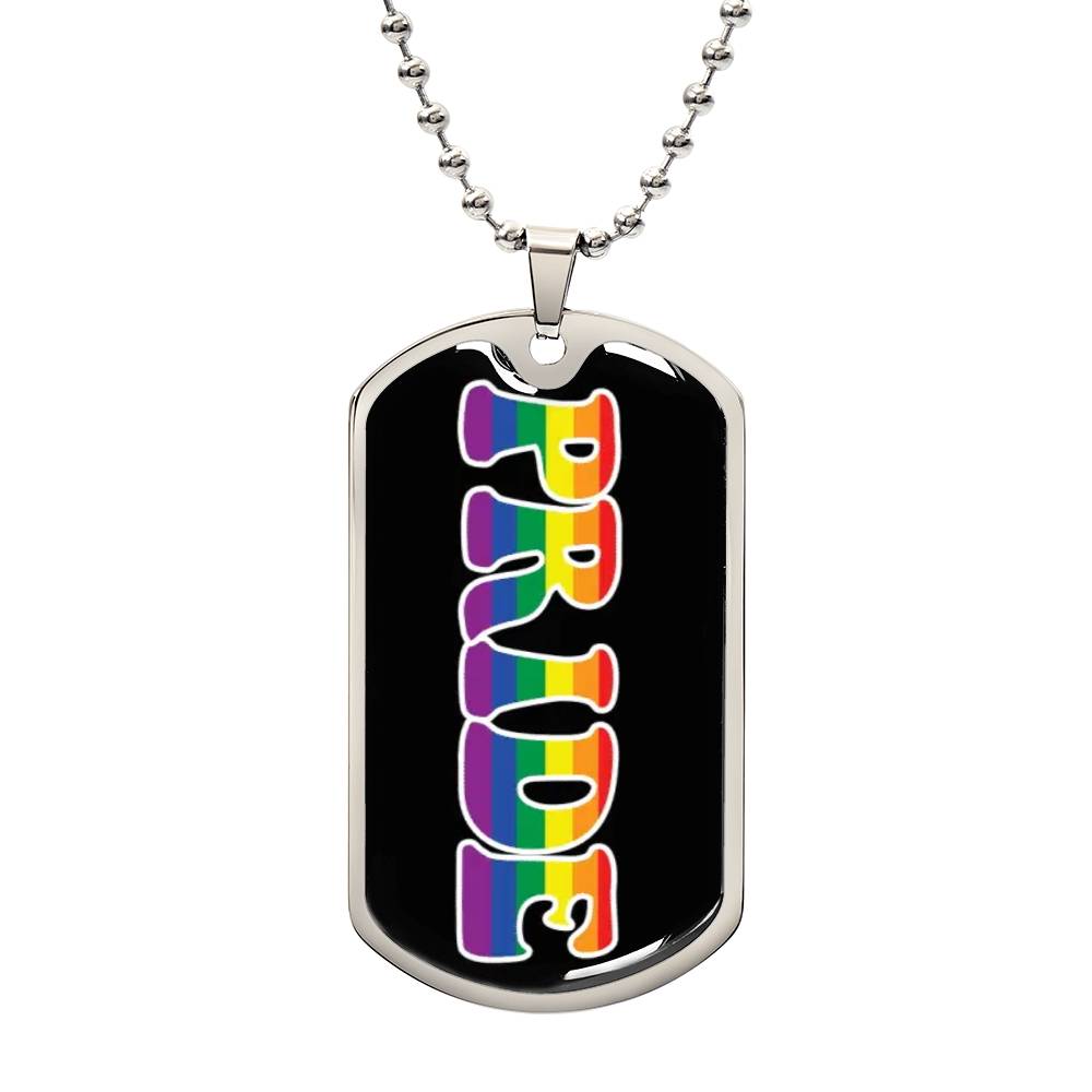 LGBTQ Rainbow Pride Military Dog Tag Necklace Silver Pride LGBTQ-rainbow-Pride-Military-Dog-Tag-Necklace-silver