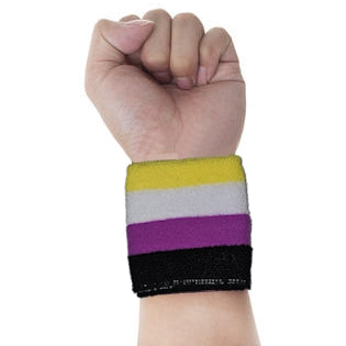 Nonbinary Enby Pride Sweat Wristband Nonbinary-Enby-pride-Wristband