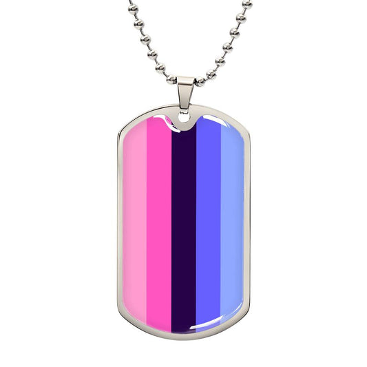 Omnisexual Pride Military Dog Tag Necklace Silver Omnisexual Omnisexual-Pride-Military-Dog-Tag-Necklace-silver