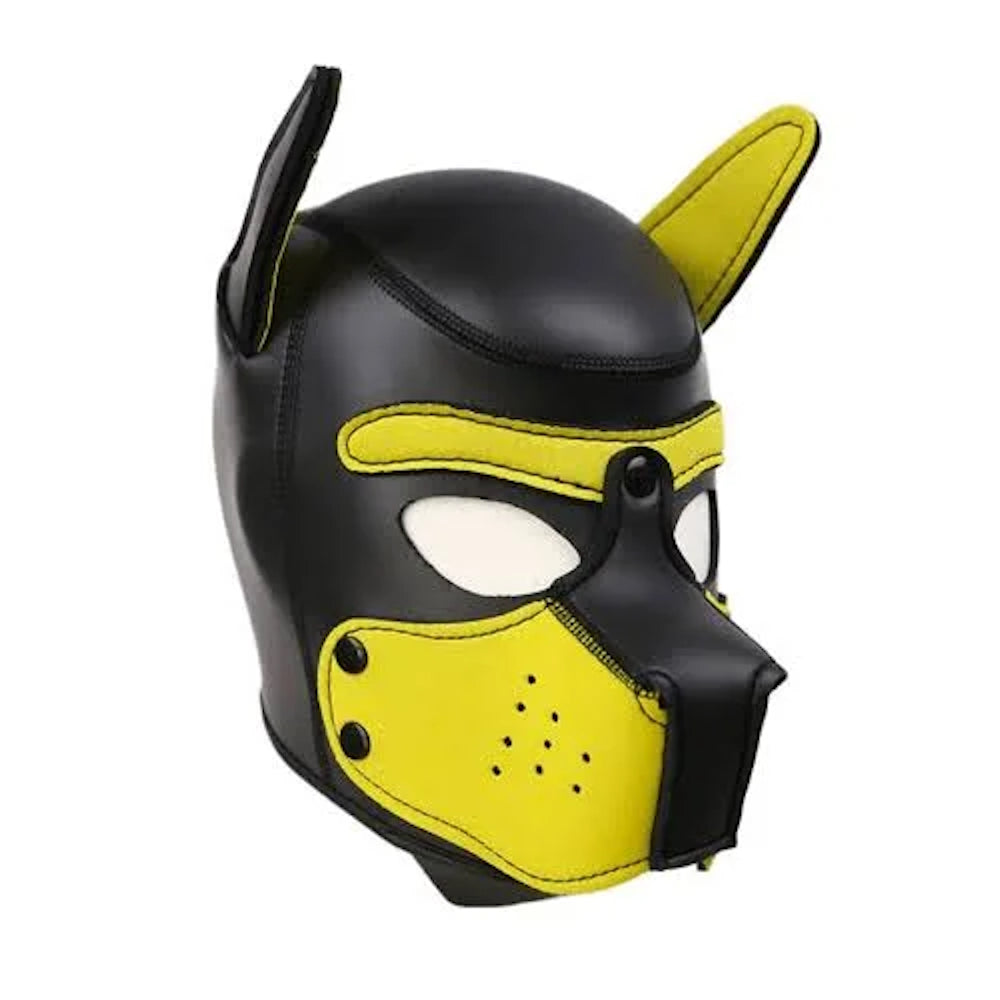 Puppy Play Hood Neoprene - Asst Colors Available Black and Yellow One Size Puppy-pup-Play-Cosplay-Hood-in-Black-and-yellow