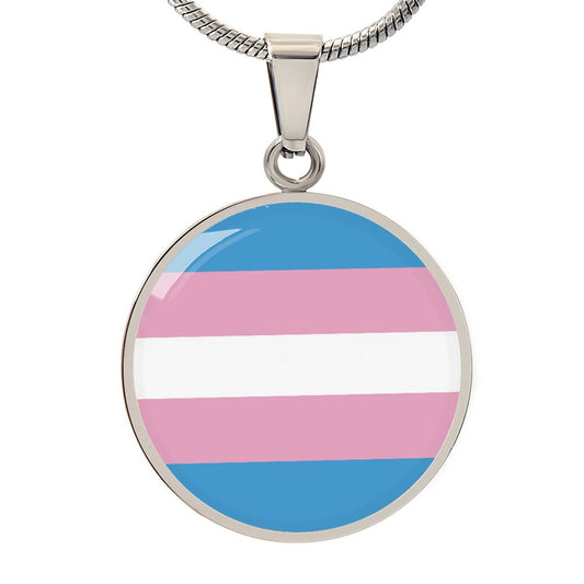 Transgender Trans Pride Circle Pendant Necklace Silver Transgender Trans-silver-front