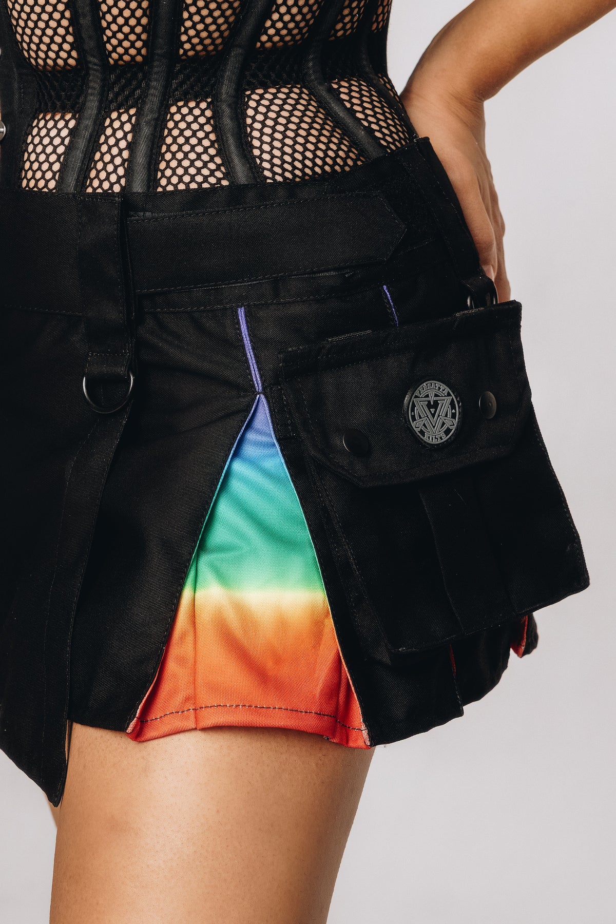 Versatta - Micro LGBTQ+ Pride Rainbow Sunset Hybrid Cargo Kilt - 12"
