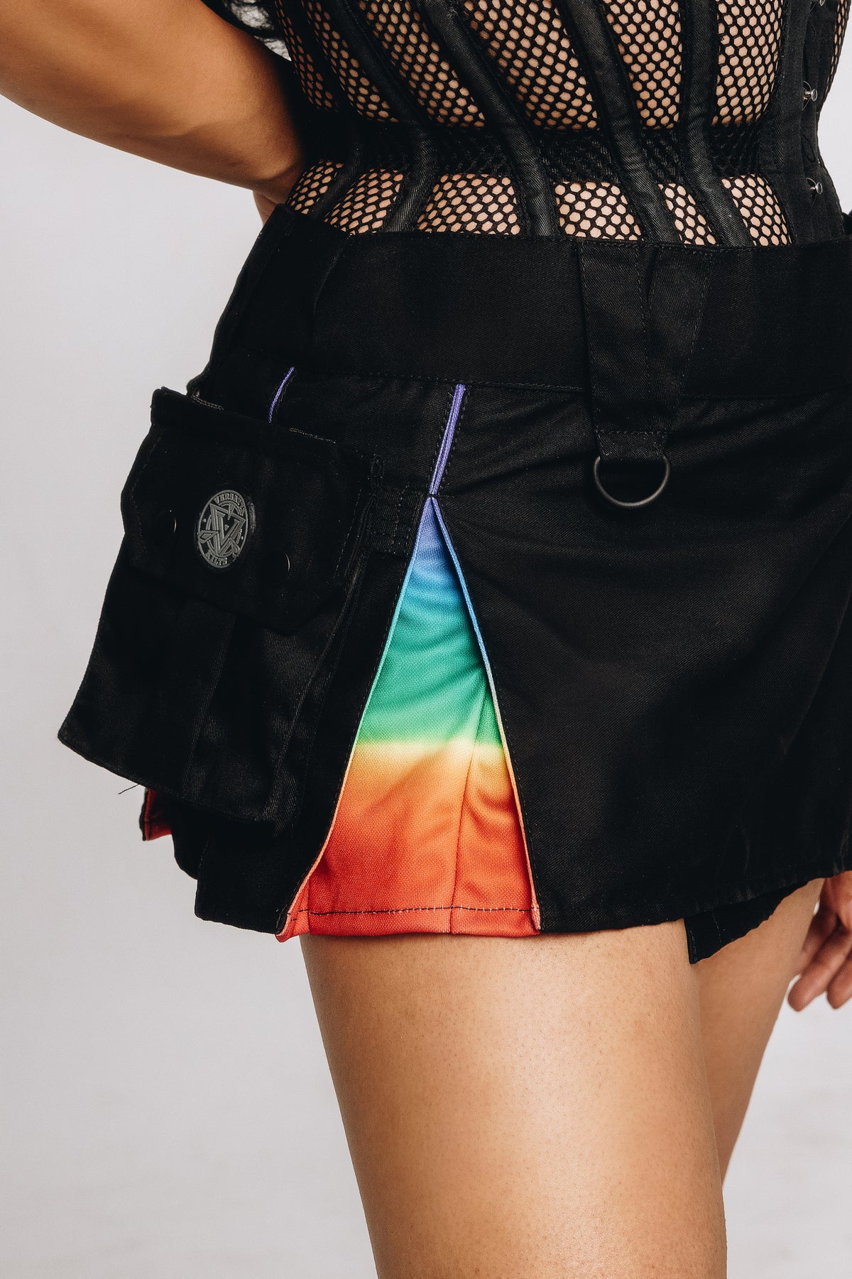 Versatta - Micro LGBTQ+ Pride Rainbow Sunset Hybrid Cargo Kilt - 12"