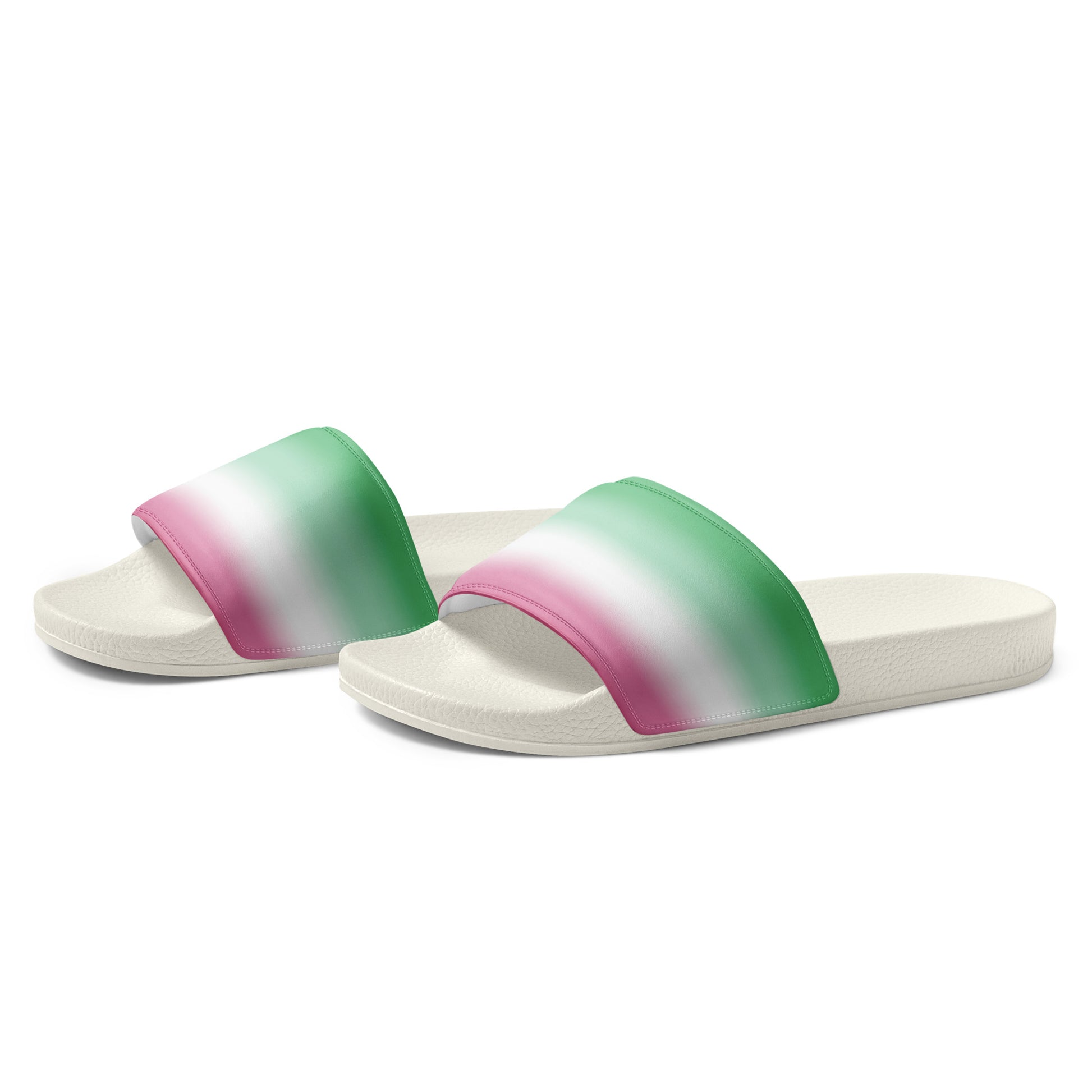 Abrosexual Pride Men’s Slides Sandals in Ombre abrosexual-pride-mens-slides-sandal-in-ombre-white-left-front