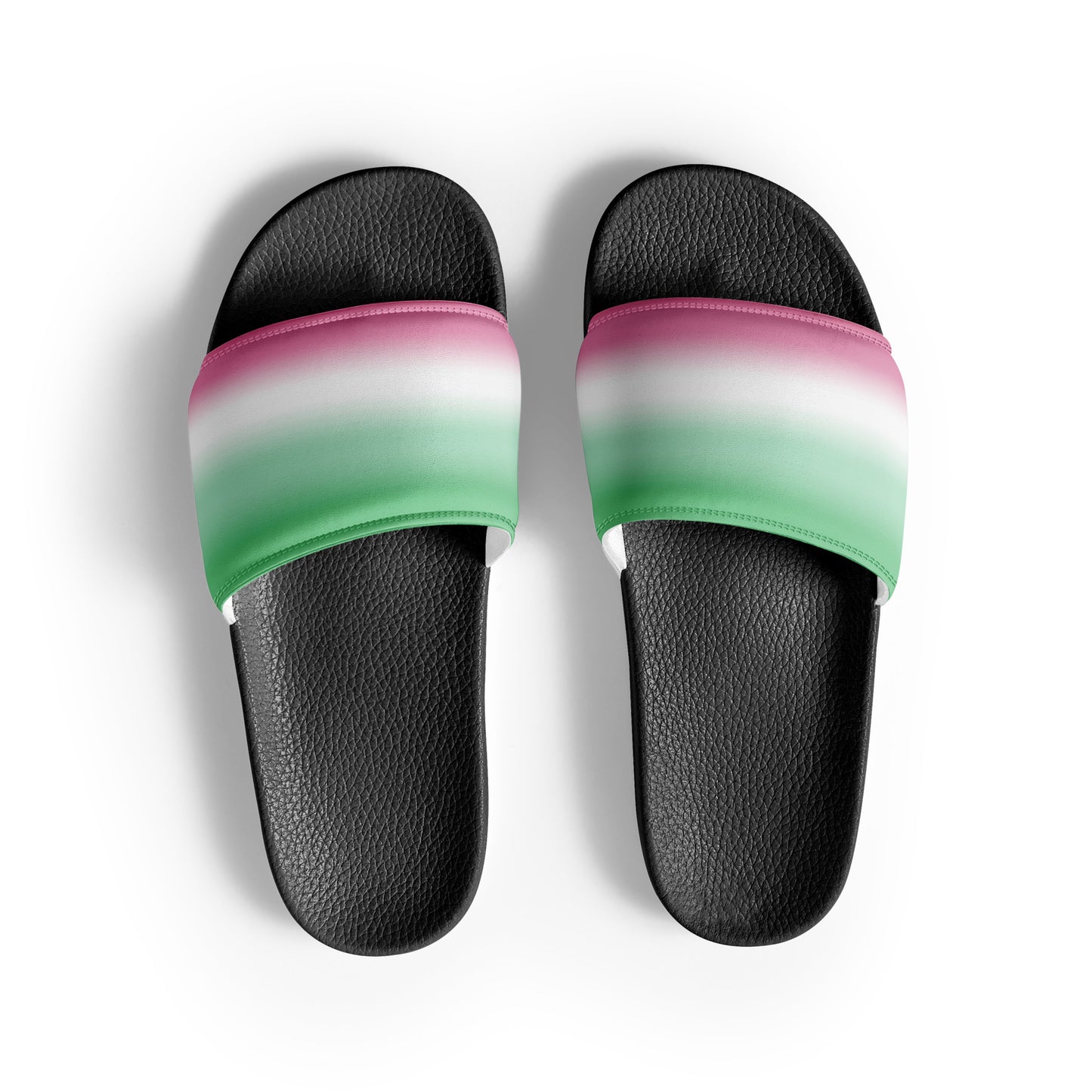 Abrosexual Pride Men’s Slides Sandals in Ombre Black Abrosexual abrosexual-pride-mens-slides-sandals-black-front-2