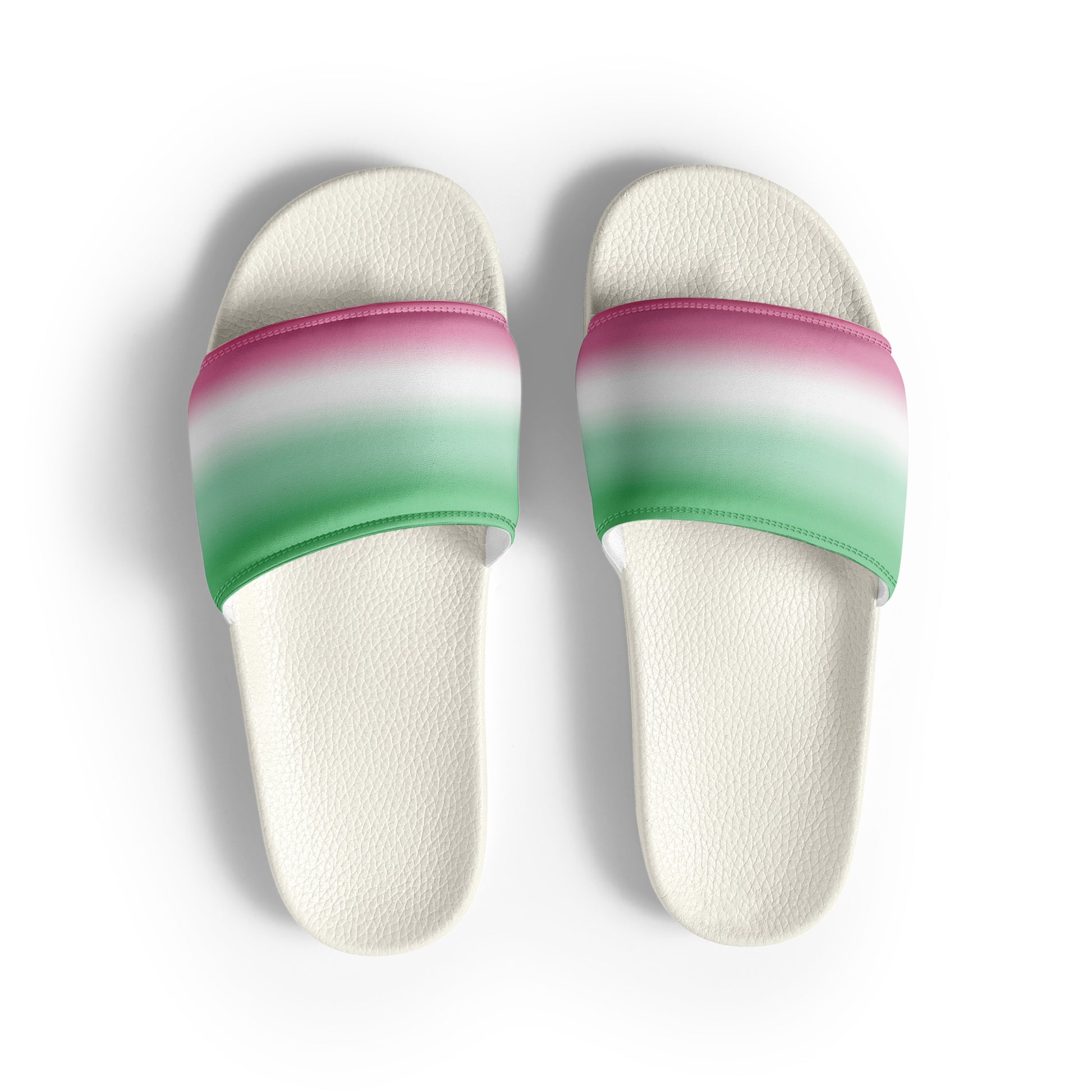 Abrosexual Pride Men’s Slides Sandals in Ombre White Abrosexual abrosexual-pride-mens-slides-sandals-white-front-3