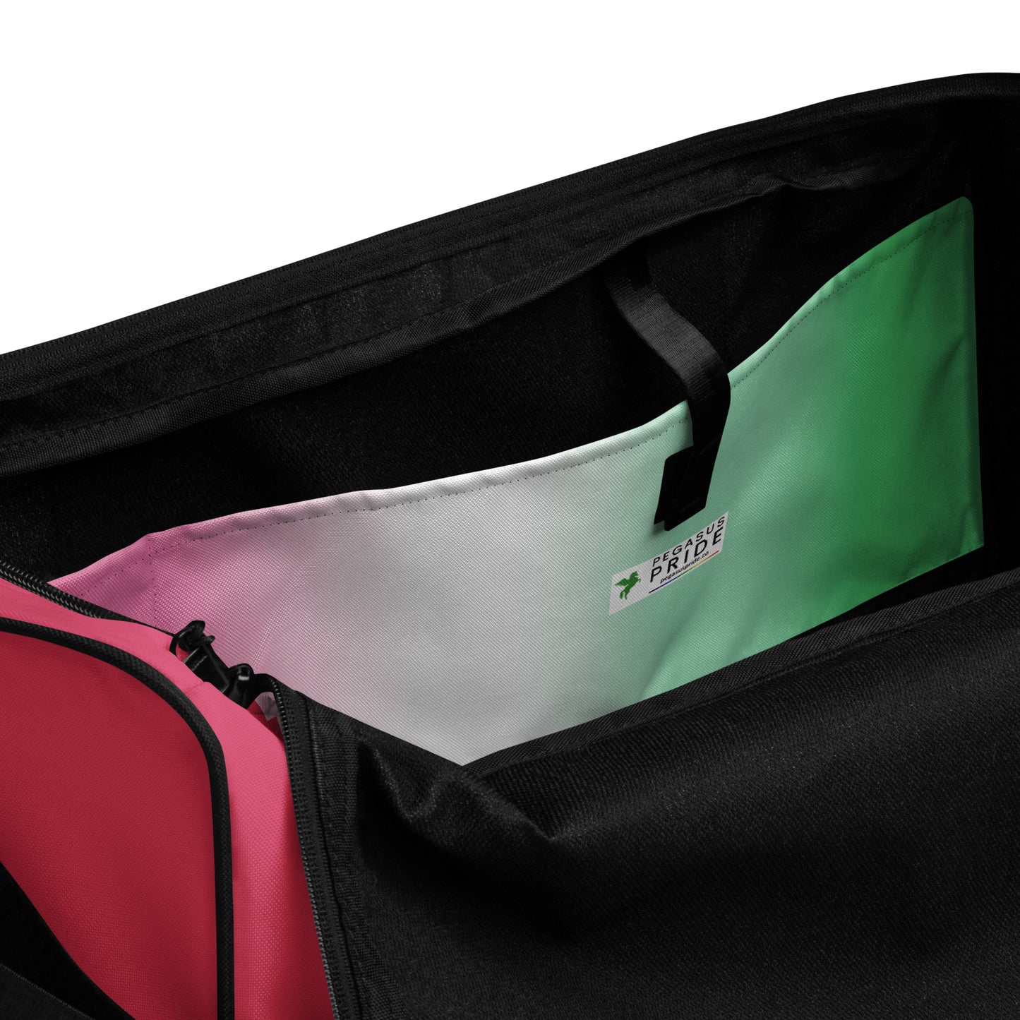 Abrosexual Pride Weekender Duffle Bag in Ombre abrosexual-pride-weekender-duffel-bag-in-ombre-inside-pocket