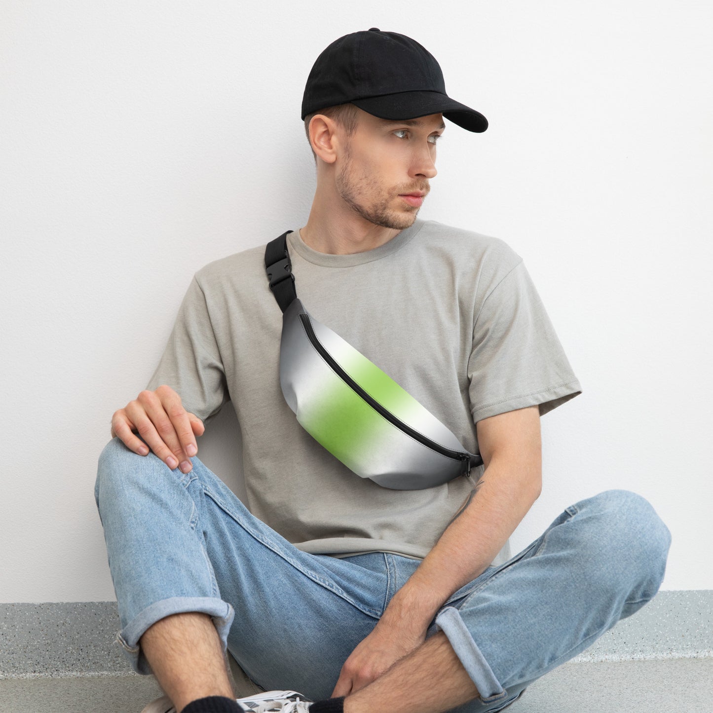 Agender Pride Crossbody Fanny Pack in Ombre agender-pride-crossbody-fanny-pack-in-ombre-lifestyle Fanny Pack