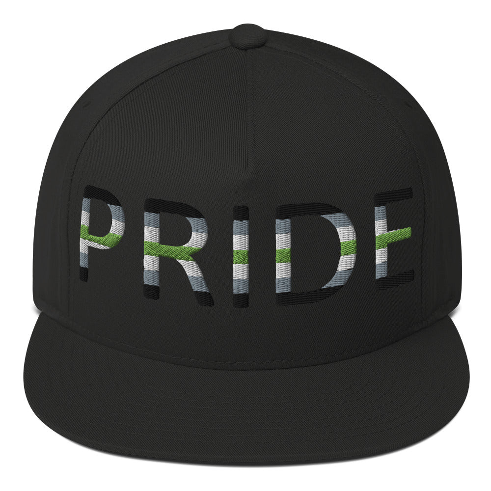 Agender Pride Embroidered Snapback Baseball Cap Black Agender agender-pride-embroidered-snapback-baseball-cap-black-front