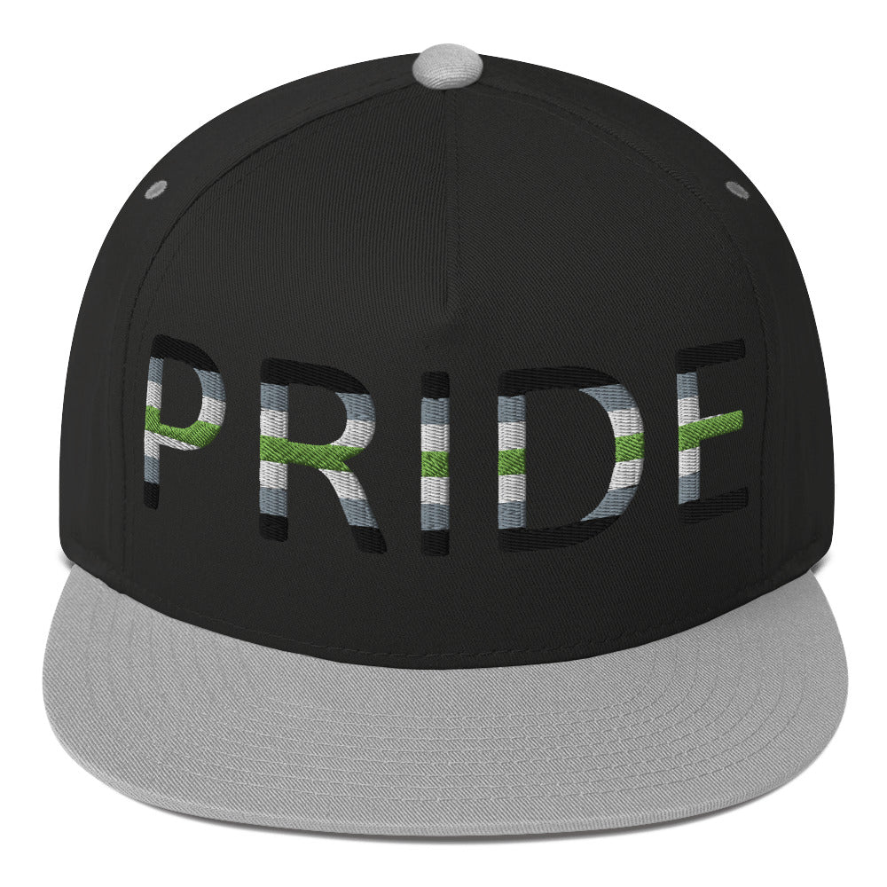 Agender Pride Embroidered Snapback Baseball Cap Black Grey Agender agender-pride-embroidered-snapback-baseball-cap-black-grey-front