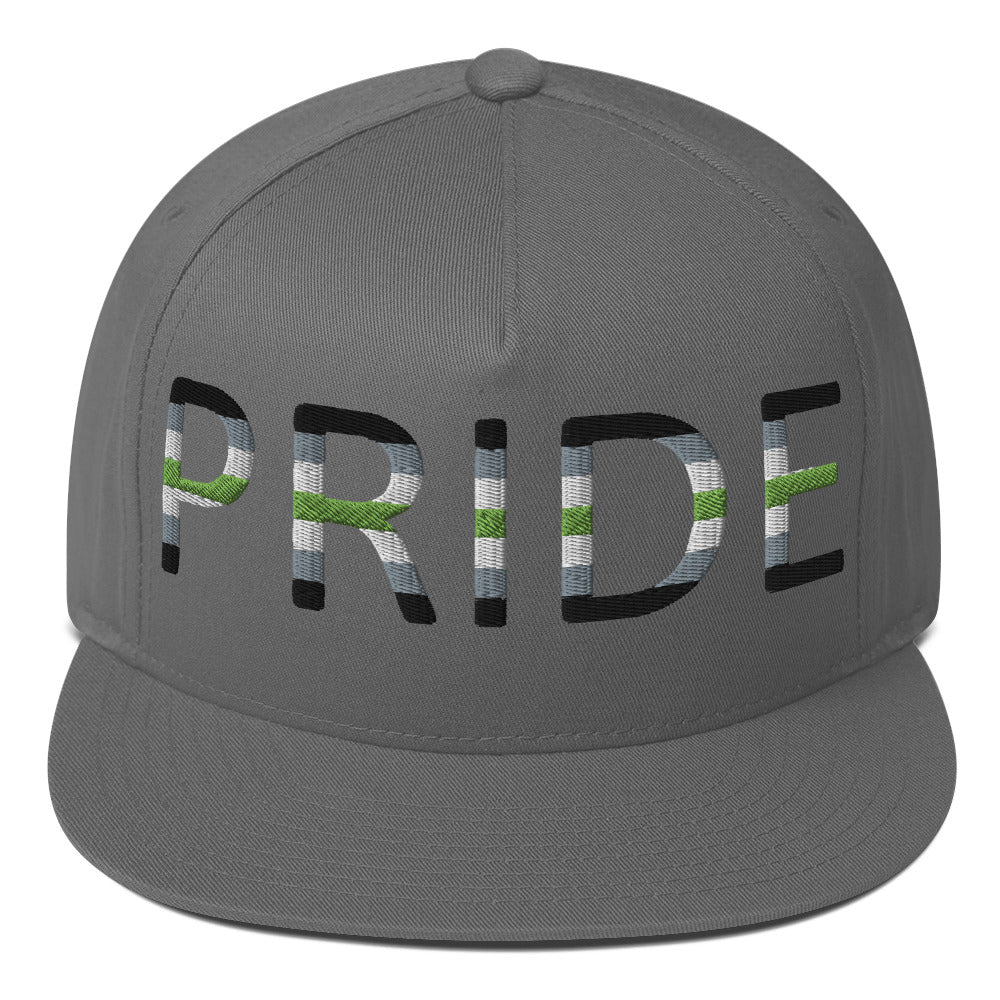 Agender Pride Embroidered Snapback Baseball Cap Grey Agender agender-pride-embroidered-snapback-baseball-cap-grey-front