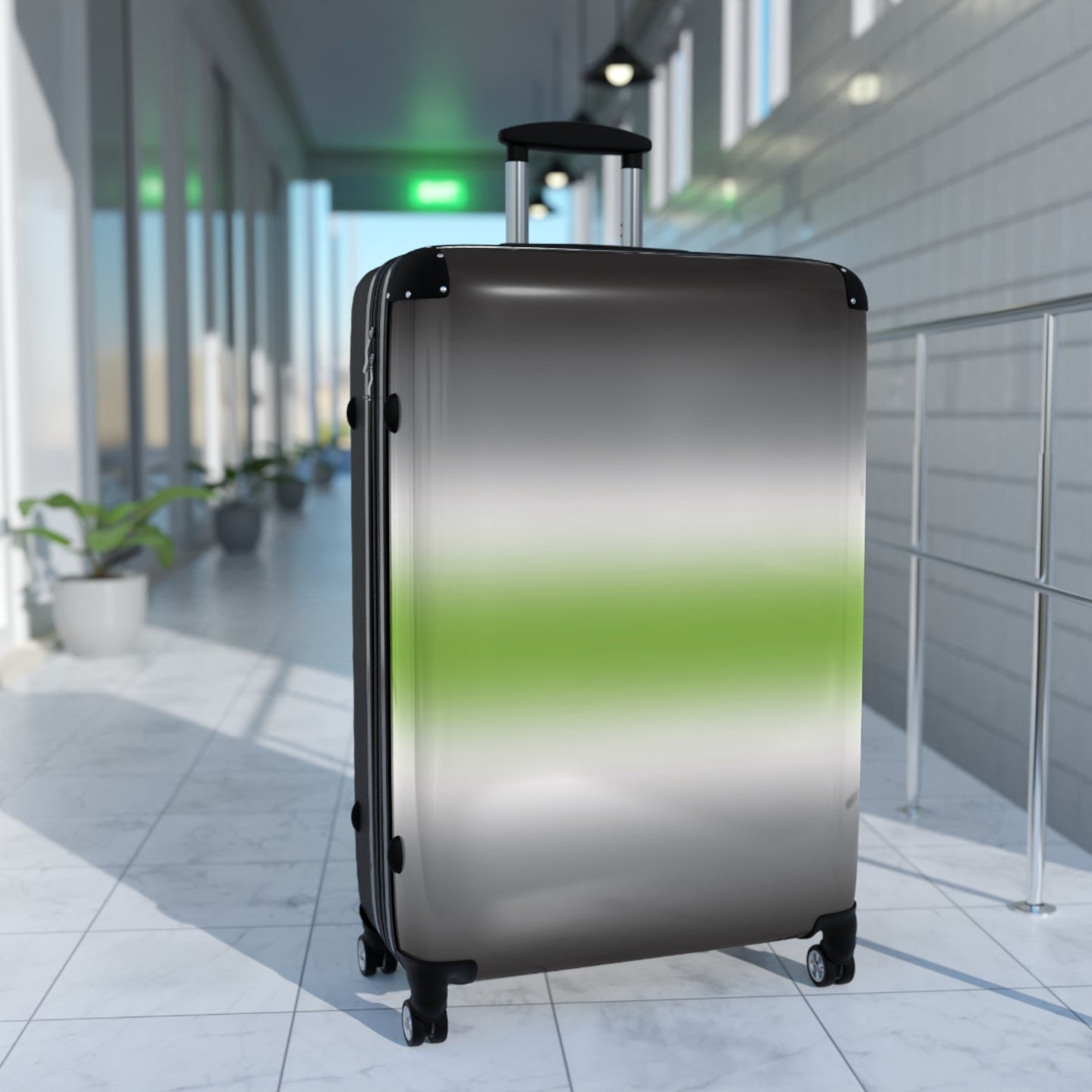 Agender Pride Hard-Shell Suitcase - Ombre agender-pride-hard-shell-suitcase-ombre-large-airport-lifestyle