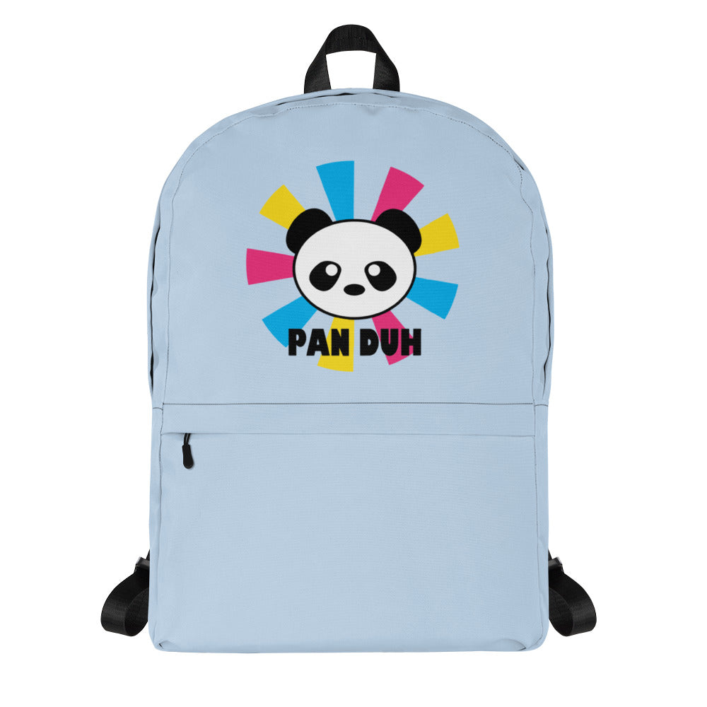 Pansexual Pan Pride Backpack - Pan Duh Pansexual Light Blue all-over-print-backpack-white-front-6456f4dc13025