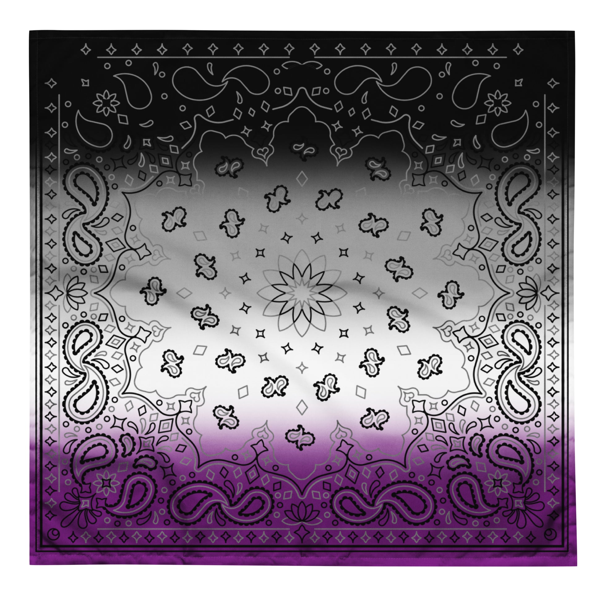 Asexual Ace Pride Paisley Bandana Hanky Code L Asexual all-over-print-bandana-white-l-front-654d5ee10e41f